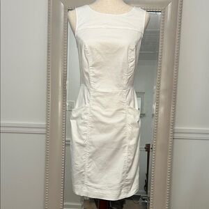 Boden Classic White Chino Midi Sheath/Shift Dress